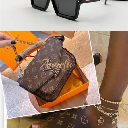 1 set fashion slipper & shoulder bag & sunglass LOV #18879