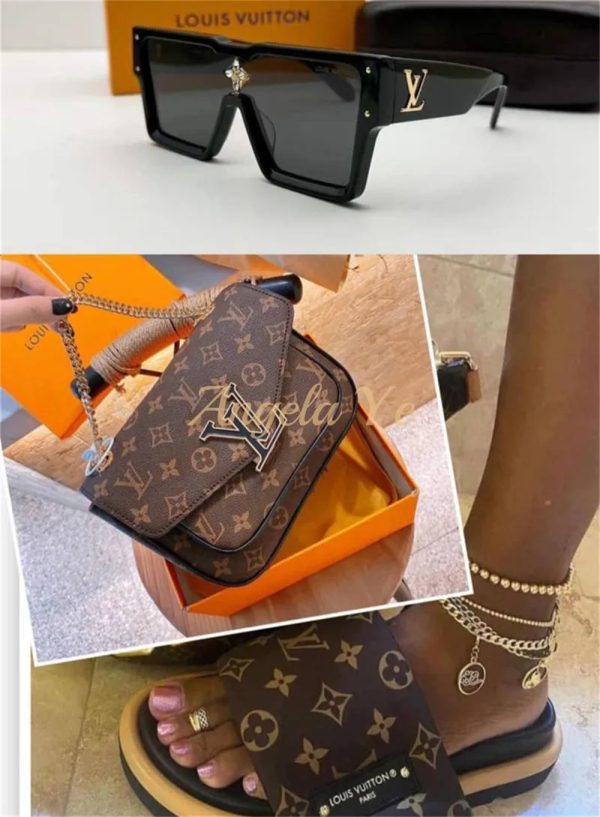 1 set fashion slipper & shoulder bag & sunglass LOV #18879