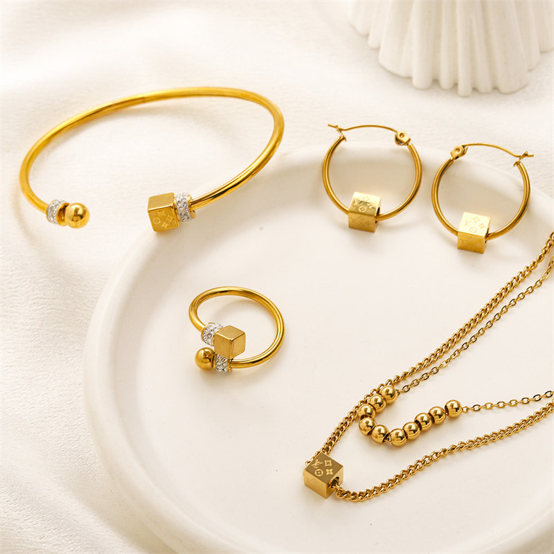Wholesale Fashion Necklace and Bracelet and Earring and Ring Set LOV HYZ #A2423 - Image 1