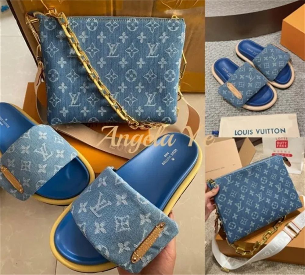 1 set fashion slippers & shoulder bag free shipping LOV #23263 - Image 1