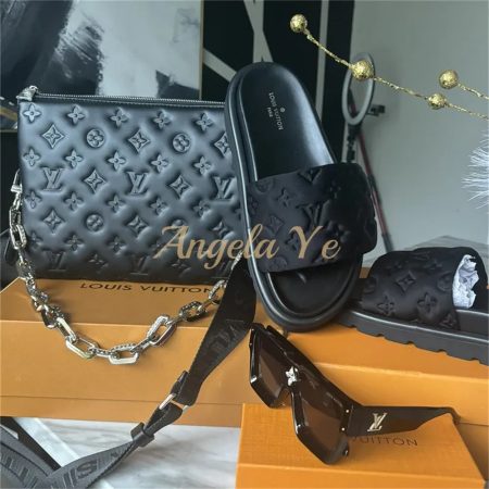 1 set fashion slipper & shoulder bag & sunglass free shipping LOV #23314
