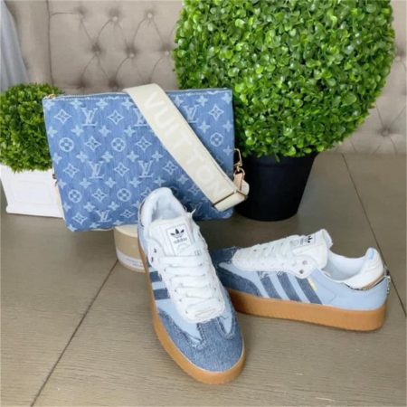High quality denim sport shoes & shoulder bag set free shipping LOV #24173