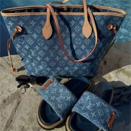 High quality slipper & denim Tote bag free shipping LOV #25395