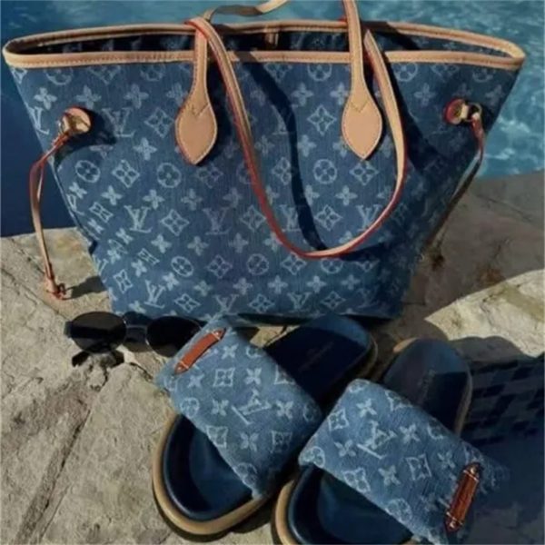 High quality slipper & denim Tote bag free shipping LOV #25395