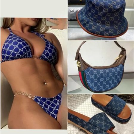 1 set fashion slipper & bag & hat & swimsuit free shipping GUI #26280