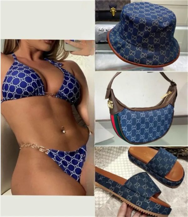 1 set fashion slipper & bag & hat & swimsuit free shipping GUI #26280