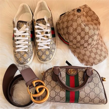 1 set fashion casual shoes & handbag & hat & belt free shipping GUI #26613