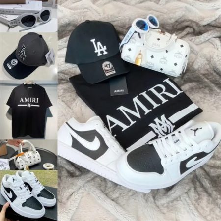 1 set fashion sport shoes & bag & T-shirt & hat & sunglasls free shipping AMI #26671