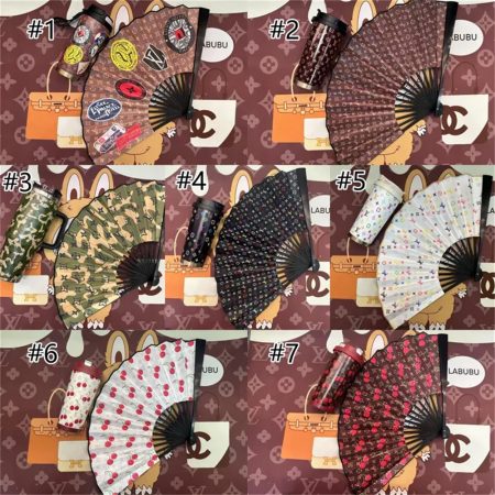 1 set fashion folding fan & cup LOV #26803