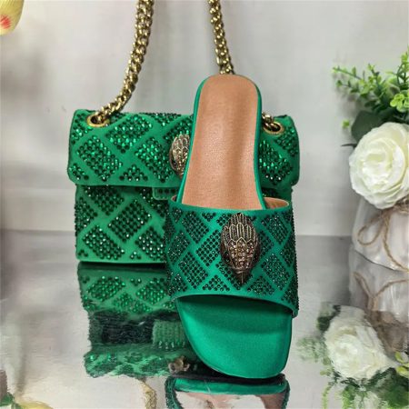 1 set fashion green slider slipper & shoulder bag KG BB #27051 - Image 2