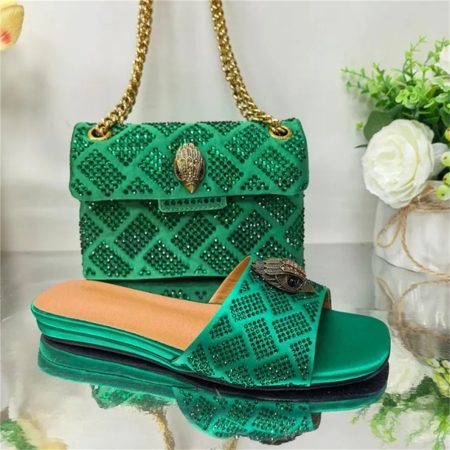 1 set fashion green slider slipper & shoulder bag KG BB #27051