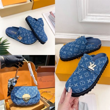 High quality denim slipper & shoulder bag free shipping LOV #29389,NEW ARRIVALS