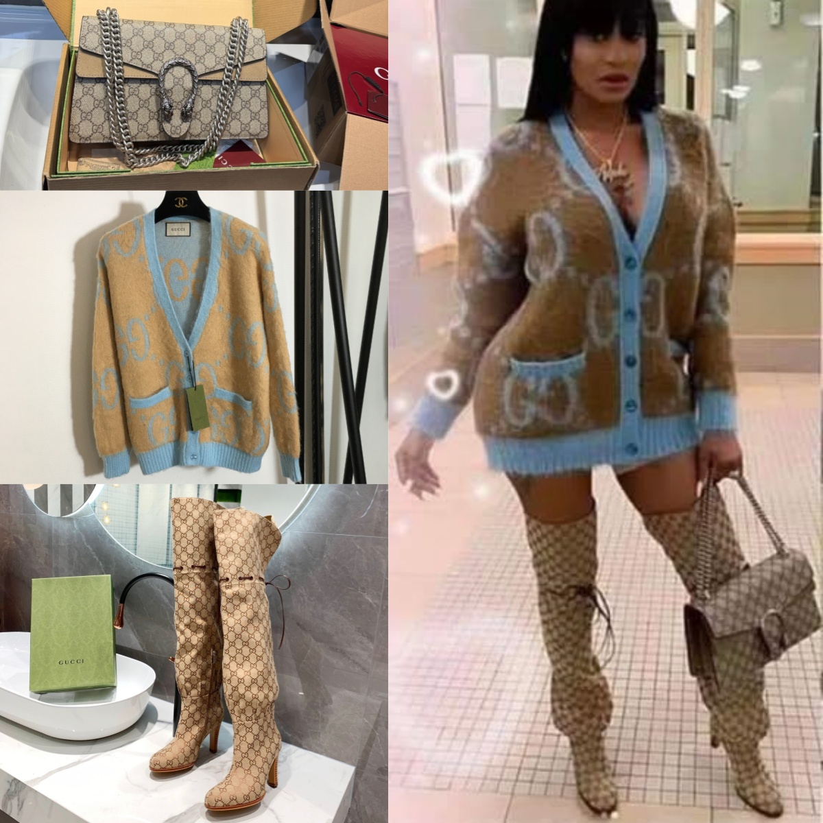 High quality boots & shoulder bag & cardigan set free shipping GUI #30291 - Image 1