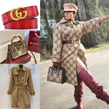 High quality coat & Tote bag & belt set free shipping GUI #30514