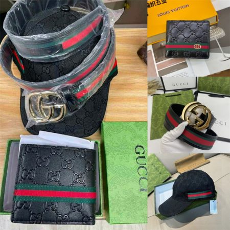 Wholesale fashion wallet & hat & belt set GUI #30537
