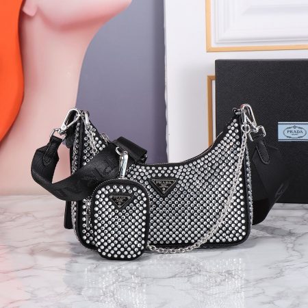 Top quality diamond shoulder bag size:22*16*6cm PRA #30670 - Image 2