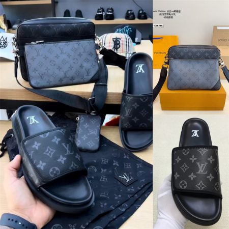 High quality slippers & messenger bag set free shipping LOV #30726