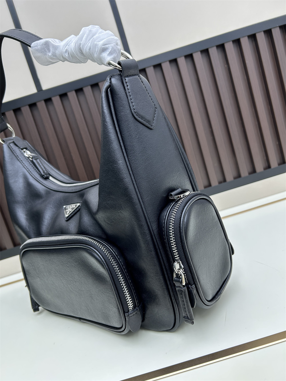 Top quality leather shoulder bag size:32*27*12cm PRA #30824 - Image 2