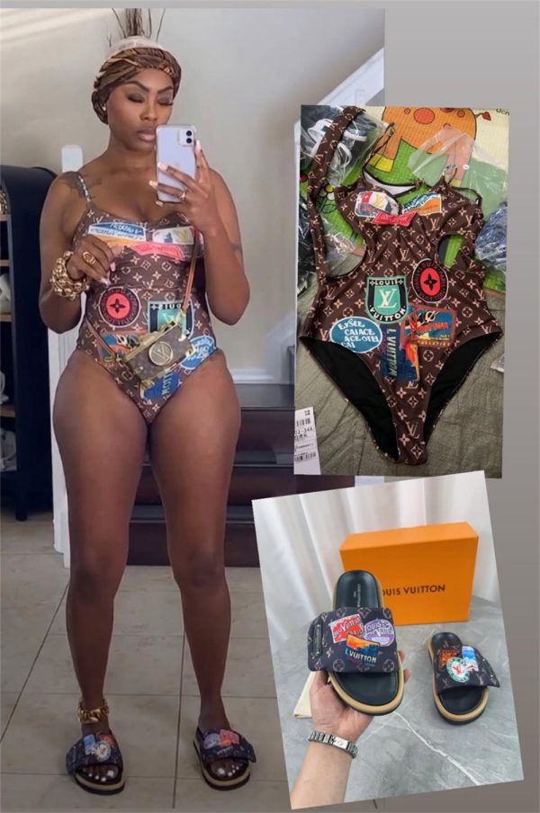 HIgh quality slipper & swimsuit set free shipping LOV #31233