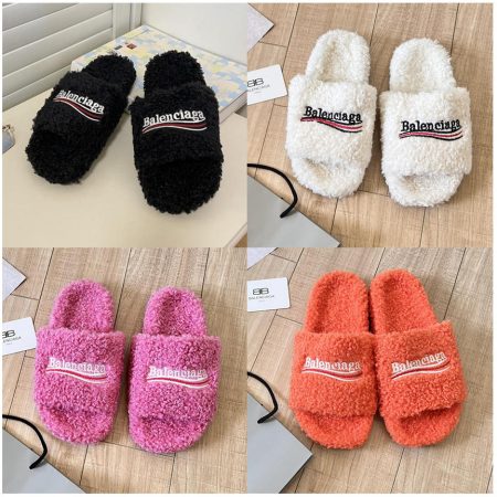 High quality fuzzy plush slipper(NO box) size:5-11 BAA SY #C0123