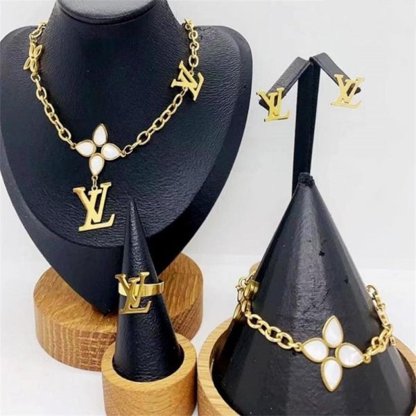 Wholesale Necklace and Bracelet and Earring and Ring Set LOV HYZ #X0184