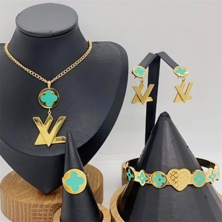 Wholesale Necklace and Bracelet and Earring and Ring Set LOV HYZ #X0764