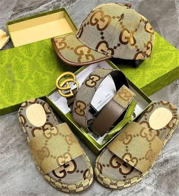 1 set fashion slippers & hat & belt free shipping GUI #X1043