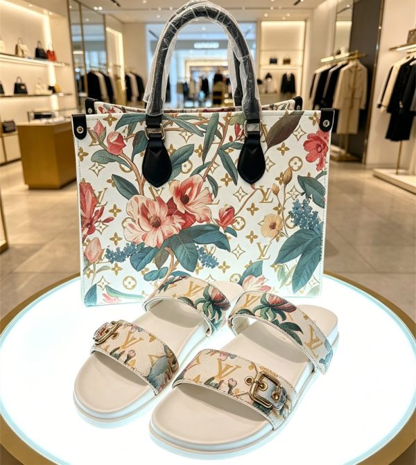 1 pair slippers & Tote bag set free shipping LOV #X1426