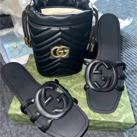 1 set fashion slipper & bucket bag set free shipping GUI #X1437