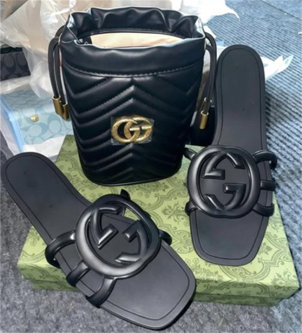 1 set fashion slipper & bucket bag set free shipping GUI #X1437