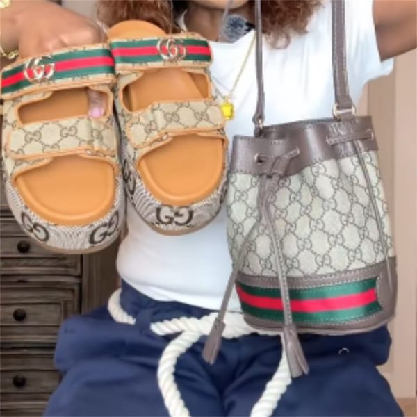 High quality Slipper & Bucket bag set free shipping LOV #X1445