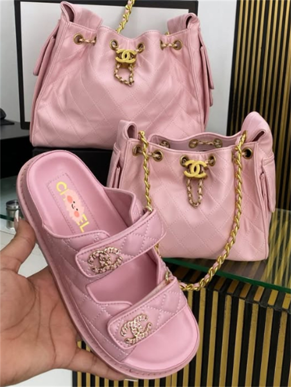 High quality slipper & bucket bag set free shipping CHL #X1501 - Image 1