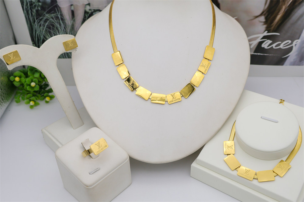 Wholesale Fashion Necklace and Bracelet and Earring and Ring Set LOV HYZ #X1516 - Image 1