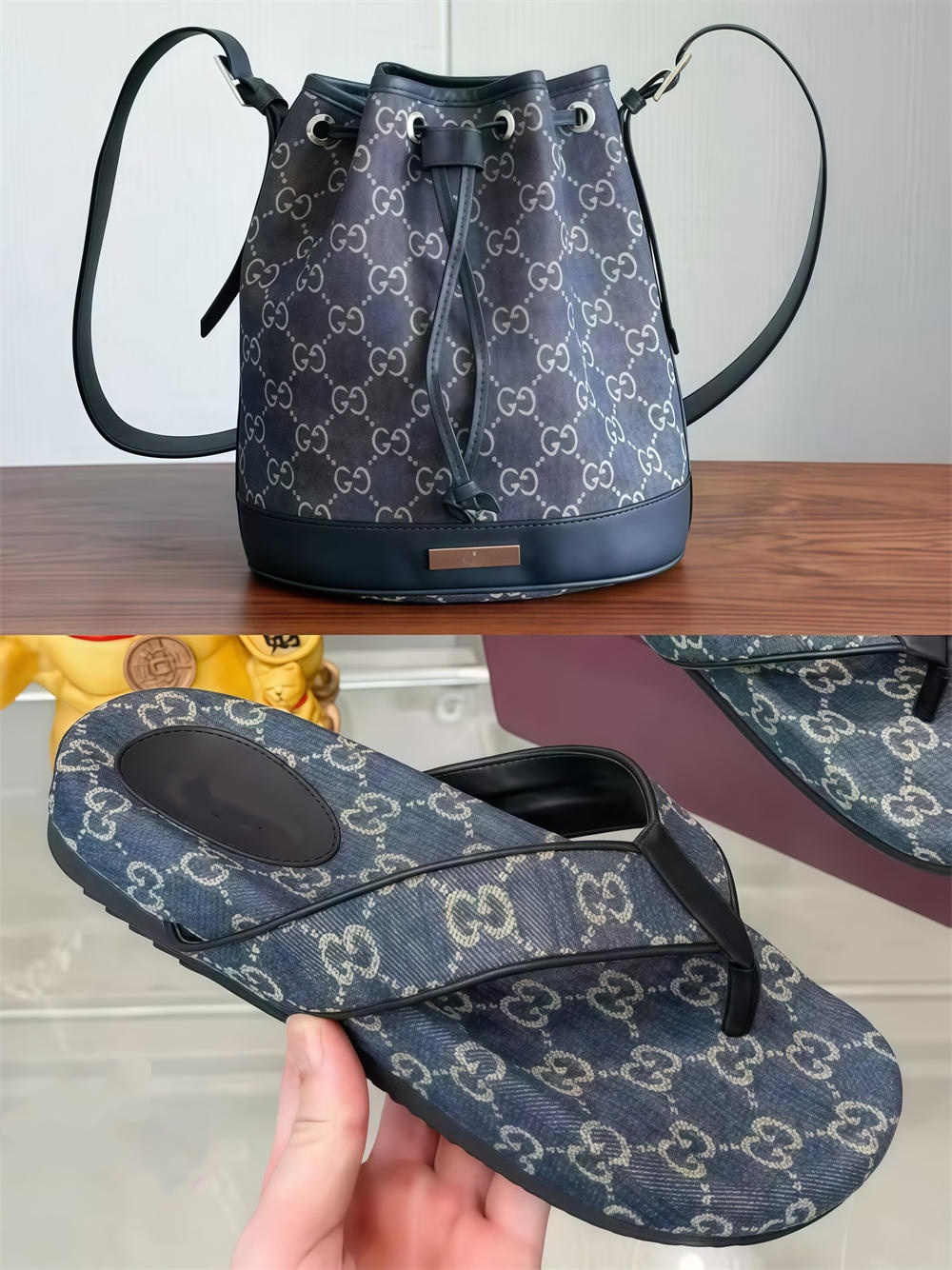 High quality slipper & bucket bag set free shipping GUI #X1551 - Image 1