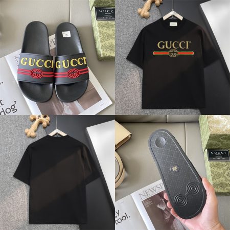 High qulaity couple slippers & T-shirt set free shipping GUI #Z0559