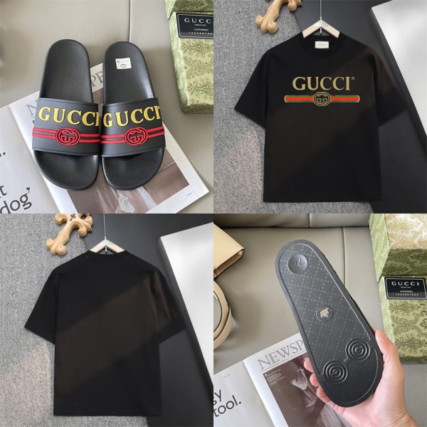 High qulaity couple slippers & T-shirt set free shipping GUI #Z0559