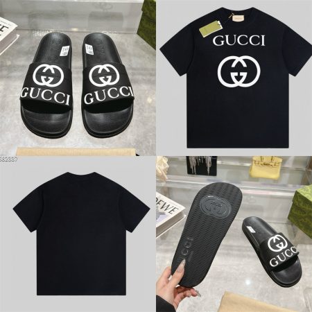 High qulaity couple slippers & T-shirt set free shipping GUI #Z0560