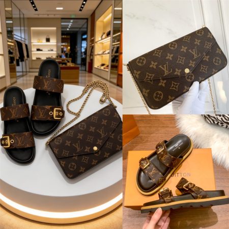1 set fashion slippers & shoulder bag free shipping LOV #Z0710