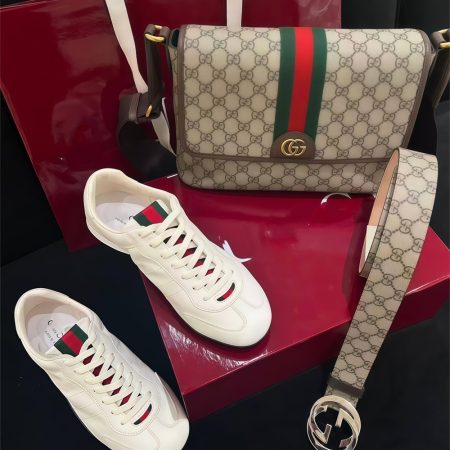 High quality sneaker & messenger bag & belt set free shipping GUI #Z0726