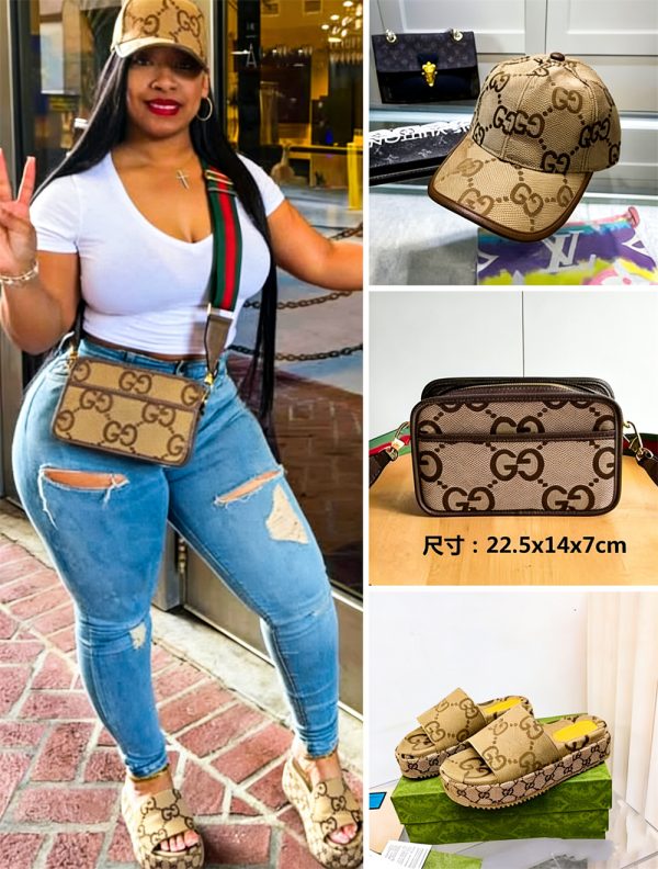 High quality slipper & Tote bag & hat free shipping GUI #Z0604