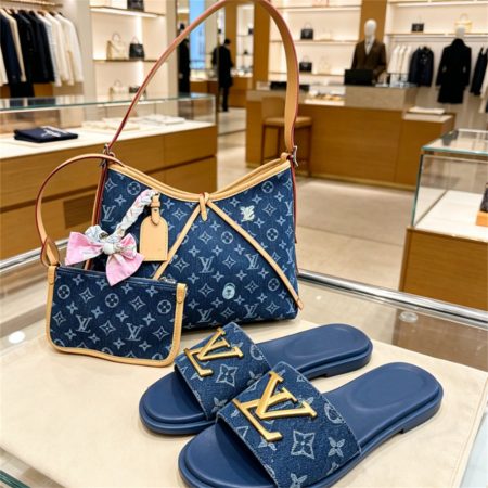 High quality denim slipper & shoulder bag free shipping LOV #Z0671
