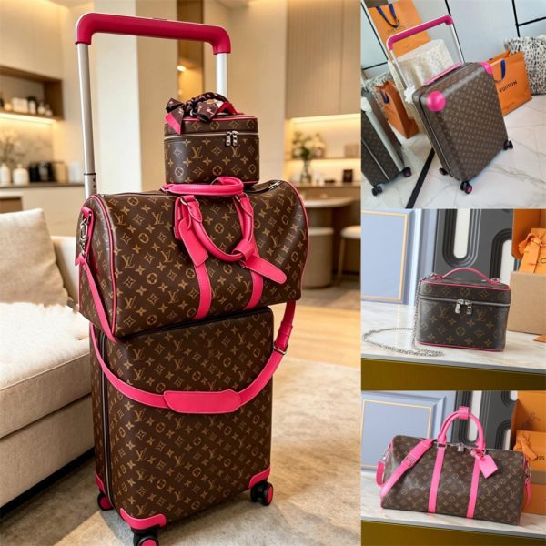 High quality Trolley case & luggage bag & makeup bag set free shipping LOV #31615