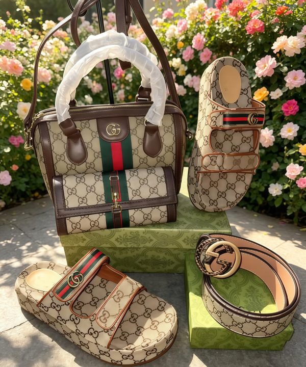 High quality slipper & hand bag & belt  set free shipping LOV #31631