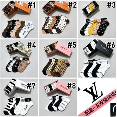 High quality short socks with box(One box contains 5 pairs) GUI #C0719